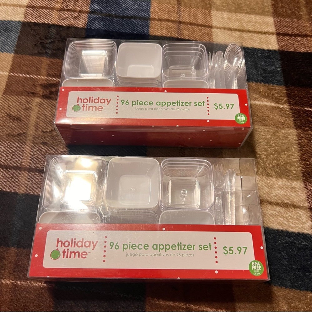 2 Holiday Time Clear Appetizer Set - 96 Pieces x 2